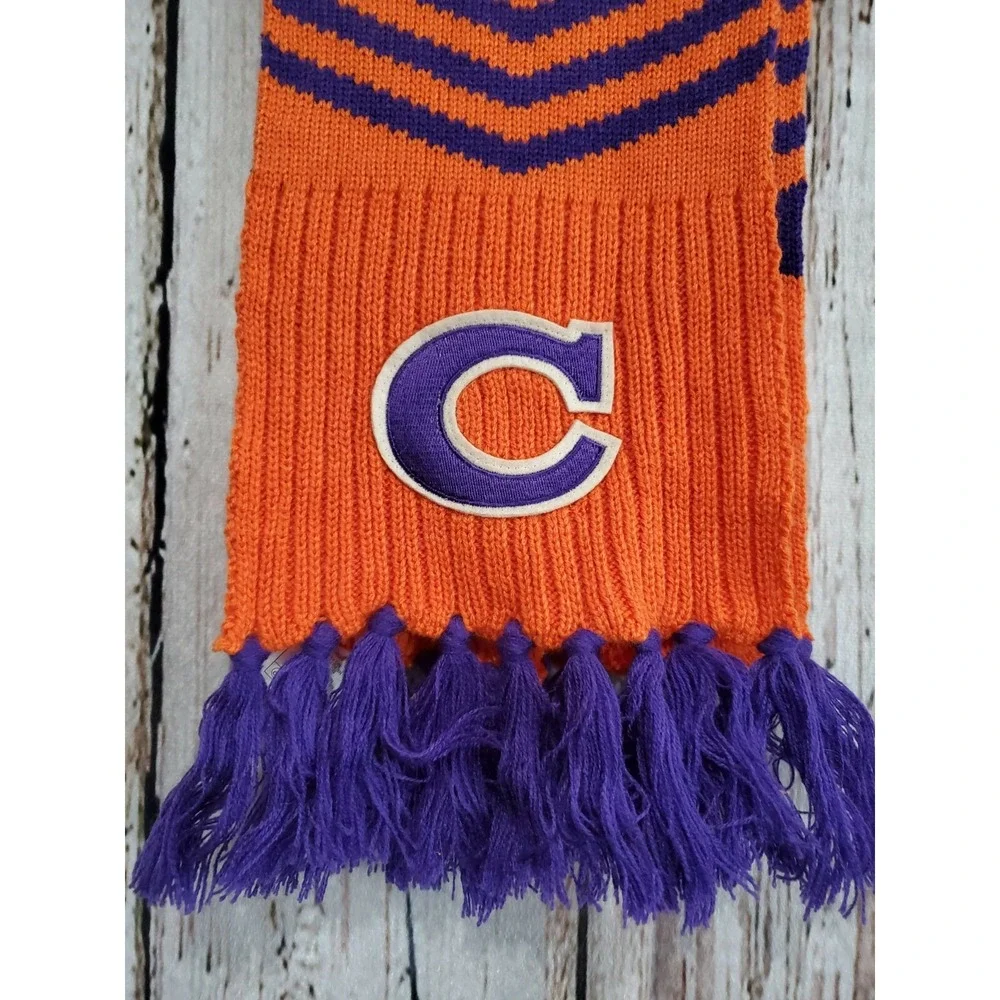 Adidas One Size Clemson‎ Tigers NCAA Fringe Orange Winter Scarf 6.5x62 NEW